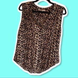 Leopard top sleeveless v-neck women’s blouse top